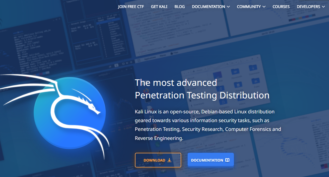 Kali Linux 网站首页截图